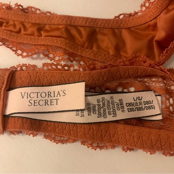 Burnt Orange Terra Cotta Victoria's Secret Lace Halter Lined Bralette Size Large - Picture 7 of 8